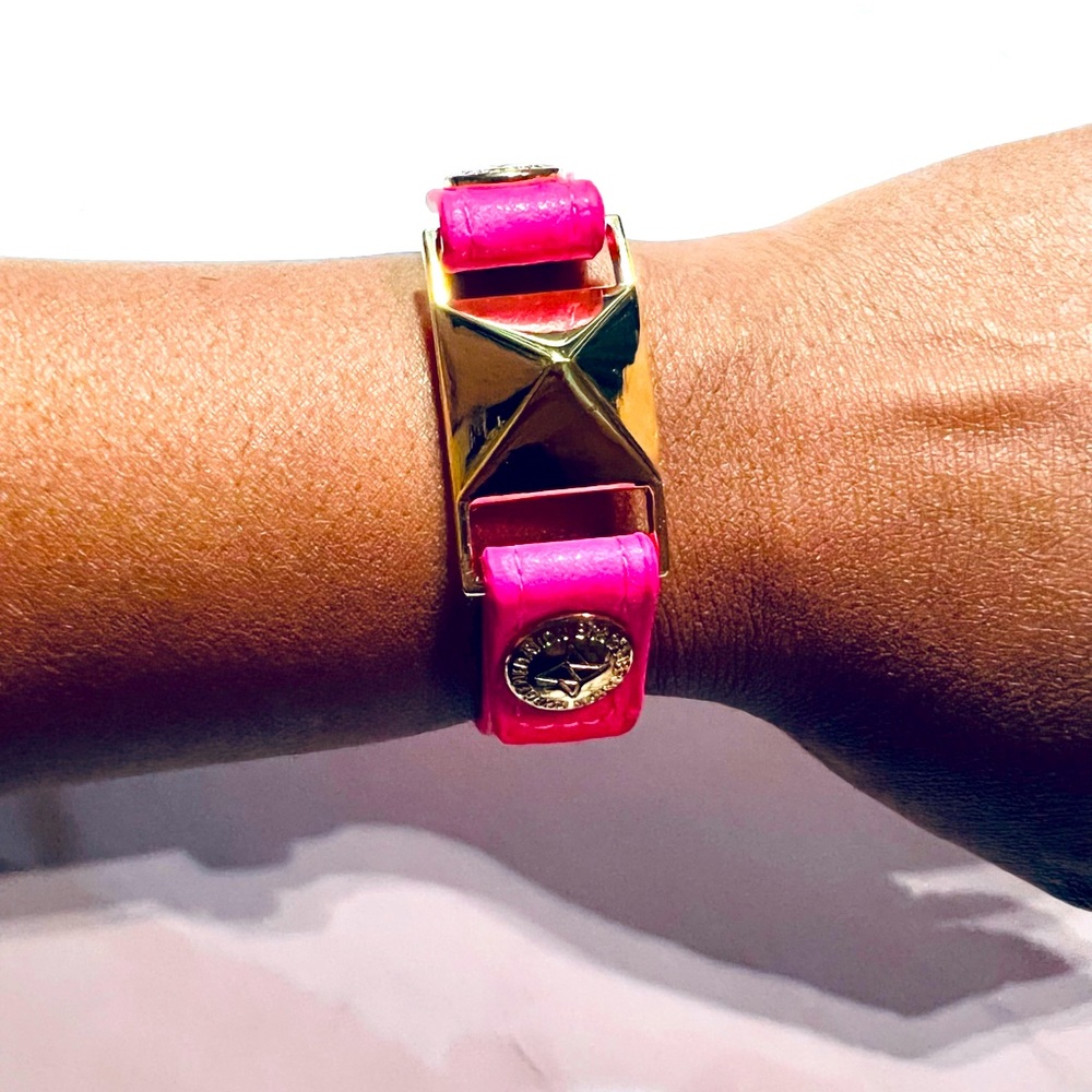 BCBGeneration Faux Pink Leather Bracelet w/Gold Stud